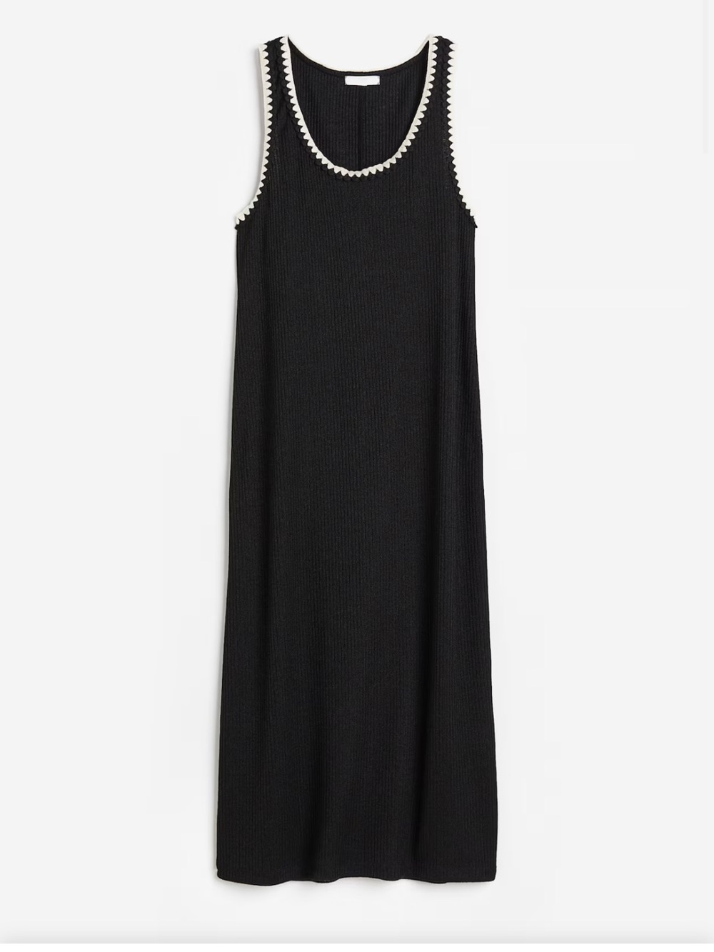 H&M Sleeveless Black Knit Maxi Dress with Contrast Trim